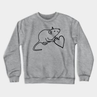 Minimal Rat Holds Your Heart Outline Crewneck Sweatshirt